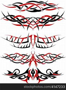 Black with red patterns of tribal tattoo for design use