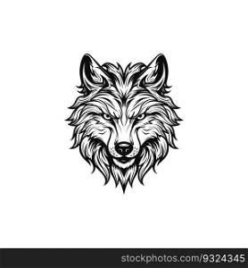 Black wolf face logo vector