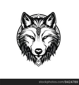 black wolf face tattoo design