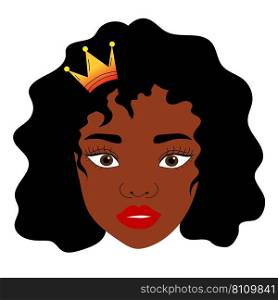 Black woman head with gold crown Royalty Free Vector Image