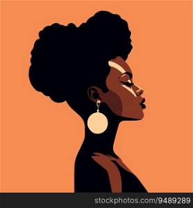 Black woman modern icon avatar. African woman design. Abstract contemporary poster. Wall art design. Vector stock