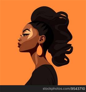 Black woman modern icon avatar. African woman design. Abstract contemporary poster. Wall art design. Vector stock