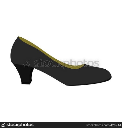 Black woman shoe icon. Flat illustration of black woman shoe vector icon for web design. Black woman shoe icon, flat style