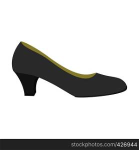 Black woman shoe icon. Flat illustration of black woman shoe vector icon for web design. Black woman shoe icon, flat style