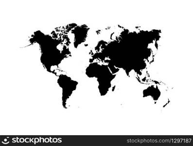 Black World Map, continents of the planet - stock vector. Black World Map, continents of the planet