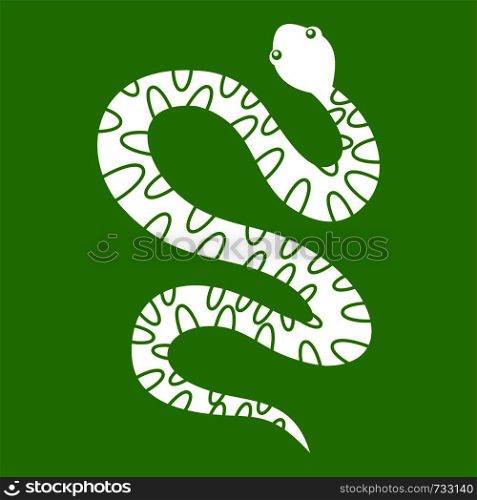 Black writhing snake icon white isolated on green background. Vector illustration. Black writhing snake icon green