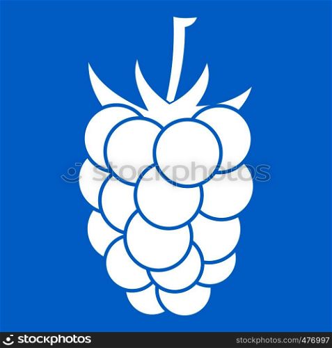 Blackberry fruit icon white isolated on blue background vector illustration. Blackberry fruit icon white