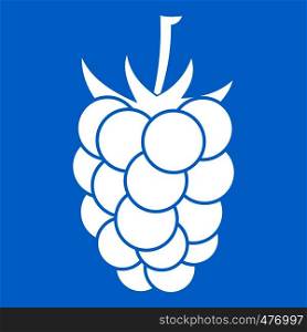 Blackberry fruit icon white isolated on blue background vector illustration. Blackberry fruit icon white