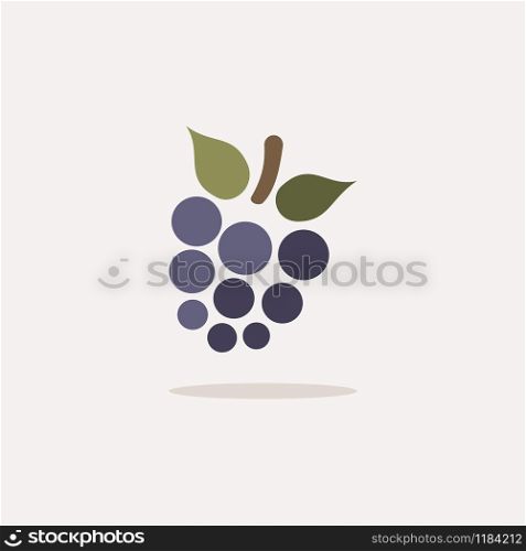 Blackberry. Icon with shadow on a beige background. Fruit flat vector illustration