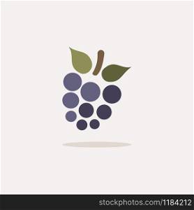 Blackberry. Icon with shadow on a beige background. Fruit flat vector illustration