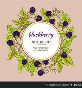 blackberry vector frame. blackberry branches vector frame on color background