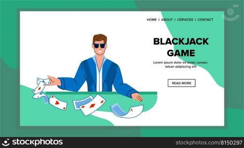 blackjack game vector. casino poker, player table, croupier blackjack game character. people flat cartoon illustration. blackjack game vector
