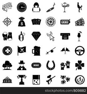 Blackjack icons set. Simple style of 36 blackjack vector icons for web isolated on white background. Blackjack icons set, simple style