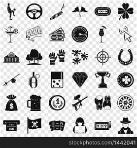 Blackjack icons set. Simple style of 36 blackjack vector icons for web for any design. Blackjack icons set, simple style