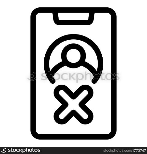 Blacklist blocked phone icon. Outline Blacklist blocked phone vector icon for web design isolated on white background. Blacklist blocked phone icon, outline style