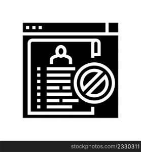 blacklist of persons glyph icon vector. blacklist of persons sign. isolated contour symbol black illustration. blacklist of persons glyph icon vector illustration