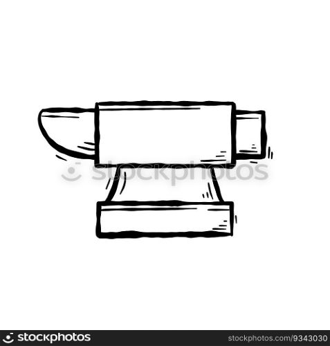 Blacksmith anvil. Symbol of work in forge. Forging and manufacturing of steel. Outline icon illustration