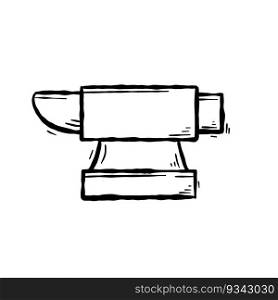 Blacksmith anvil. Symbol of work in forge. Forging and manufacturing of steel. Outline icon illustration