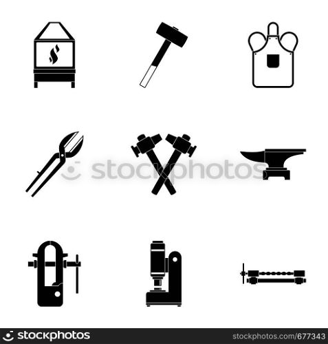 Blacksmith house icon set. Simple set of 9 blacksmith house vector icons for web isolated on white background. Blacksmith house icon set, simple style