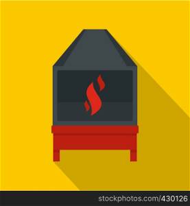Blacksmith oven with flame fire icon. Flat illustration of blacksmith vector icon for web. Blacksmith icon, flat style