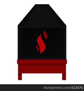 Blacksmith oven with flame fire icon flat isolated on white background vector illustration. Blacksmith icon isolated