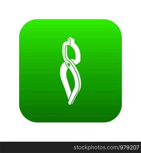 Blacksmith tong icon green vector isolated on white background. Blacksmith tong icon green vector