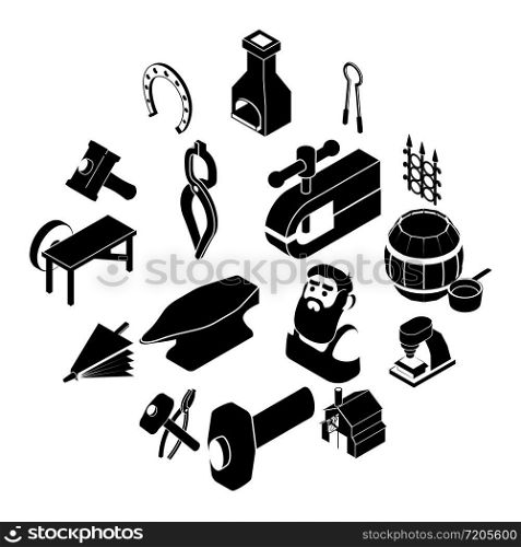 Blacksmith tools icons set. Simple illustration of 16 blacksmith tools icons set vector icons for web. Blacksmith tools icons set, simple style