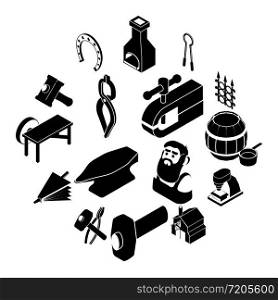 Blacksmith tools icons set. Simple illustration of 16 blacksmith tools icons set vector icons for web. Blacksmith tools icons set, simple style