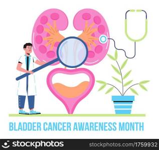 Bladder cancer awareness month concept vector. Event celebrated in May. Info-graphic of pyelonephritis, diseases. Kidneys, cystitis, bladder icons. Nephropathy, renal failure, diseases.. Bladder cancer awareness month concept vector. Event celebrated in May. Info-graphic of pyelonephritis, diseases. Kidneys, cystitis, bladder icons. Nephropathy, renal failure
