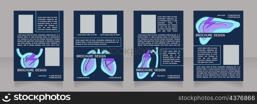 Bladder inflammation reasons and treatment blank brochure layout design. Vertical poster template set with empty copy space for text. Premade corporate reports collection. Editable flyer paper pages. Bladder inflammation reasons and treatment blank brochure layout design
