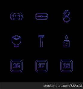 blade , mrror , eraser , candle , calender , months , cosmetics , household , year , dates , countinng , washroom , items ,icon, vector, design, flat, collection, style, creative, icons
