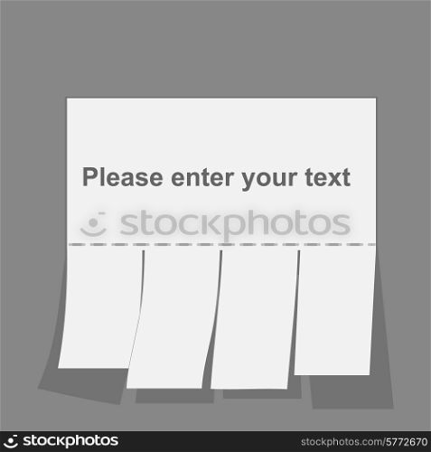 Blank advertisement with cut slips. Vector.