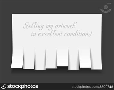 Blank advertisement with cut slips. Vector illustration