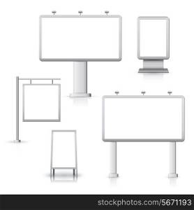 Blank advertising sign outdoor boards set isolated vector illustration.
