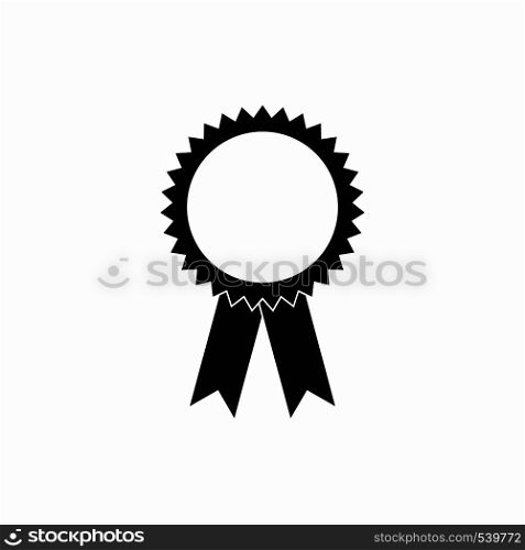 Blank award rosette with ribbon icon in simple style on a white background. Blank award rosette with ribbon icon, simple style