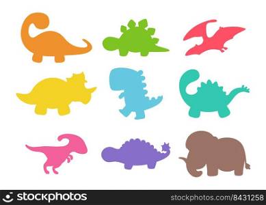 Blank baby dinosaur silhouette for add cute text for kids. Isolated on background.