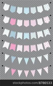 Blank banner. Bunting or swag templates. Holiday flag garland collection. Flags decoration for party and celebration. Vector illustration
