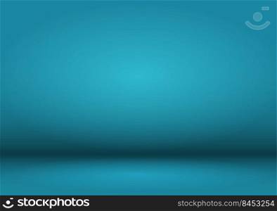 Blank blue Studio background with vignette. The blue background is illuminated by a light source.