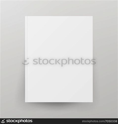 Blank Book Cover Isolated Vector. Illustration Isolated On Gray Background. Empty White Mock Up Template For Design. Book Cover Template Vector. Realistic Illustration Isolated On Gray Background. Empty White Clean White Mock Up Template For Design