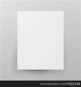 Blank Book Cover Isolated Vector. Illustration Isolated On Gray Background. Empty White Mock Up Template For Design. Book Cover Template Vector. Realistic Illustration Isolated On Gray Background. Empty White Clean White Mock Up Template For Design