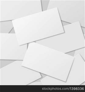 Blank business card. White realistic visit cards on table. Empty paper sheets for your brand design vector texture mockup. Blank business card. White realistic visit cards on table. Empty paper sheets for your brand design vector mockup