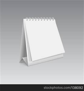 Blank calendar mockup. 3d vector illustration on white background.