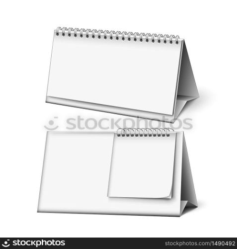 Blank Calendar Planning Work Accessory Mockup Vector. Schedule To Make Appointment Meeting Or Manage Timetable Each Day. Carton Material Organizer And Planner Template Realistic 3d Illustration. Blank Calendar Planning Work Accessory Vector Illustration