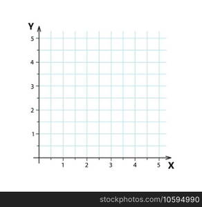 Blank cartesian coordinate system in two dimensions. Rectangular orthogonal coordinate plane with axes X and Y on squared grid. Math scale template. Vector illustration isolated on white background.. Blank cartesian coordinate system in two dimensions. Rectangular orthogonal coordinate plane with axes X and Y on squared grid. Math scale template. Vector illustration isolated on white background