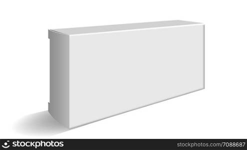 Blank Carton Package For Cosmetic Or Pills Vector. White Package For Drugs Or Cream Tube. Empty Small Cardboard Container Box For Storage And Delivery Medicament Mockup Realistic 3d Illustration. Blank Carton Package For Cosmetic Or Pills Vector
