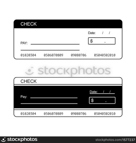 Blank check for personal or bank cheque in vector