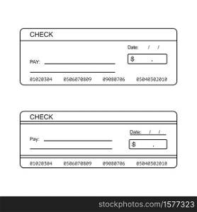 Blank check for personal or bank cheque in vector