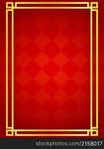 Blank chinese card background with golden line frames
