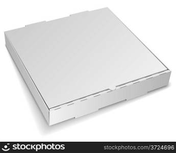 Blank closed cardboard pizza box isolated on white background.