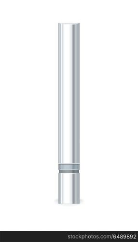 Blank Cosmetic Silver Tube. Blank silver tube for cosmetics on white background. Product for body, face and skin care, beauty, health, freshness, youth, hygiene. Realistic vector illustration.